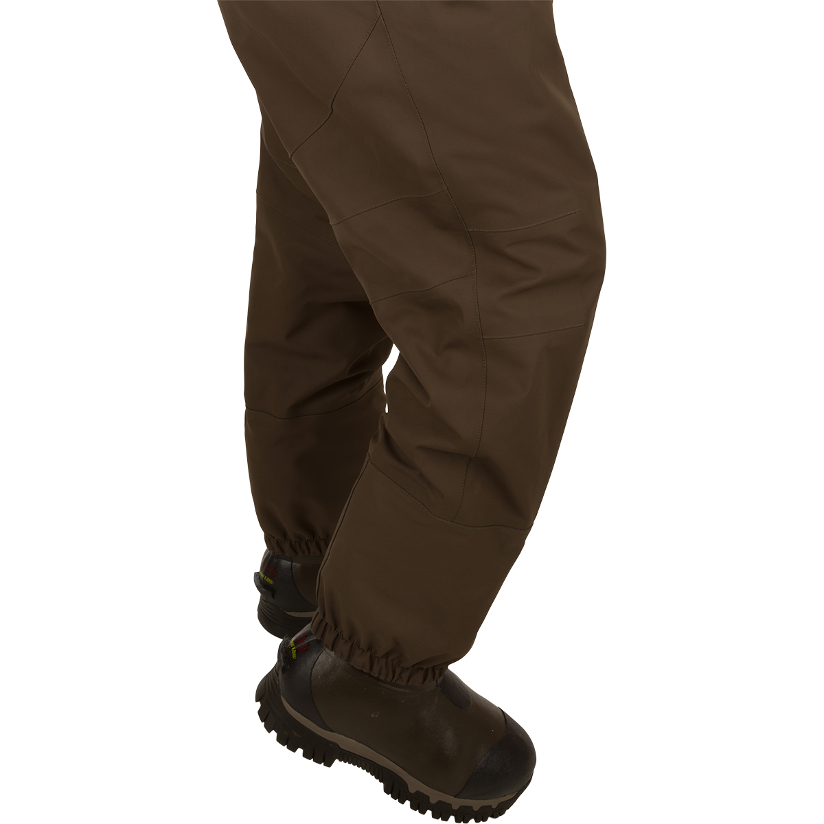 Insulated Guardian Elite HND Front Zip Wader with durable fabrics, reinforced seams, and Thinsulate® boots, shown in close-up on a person's legs and boots.