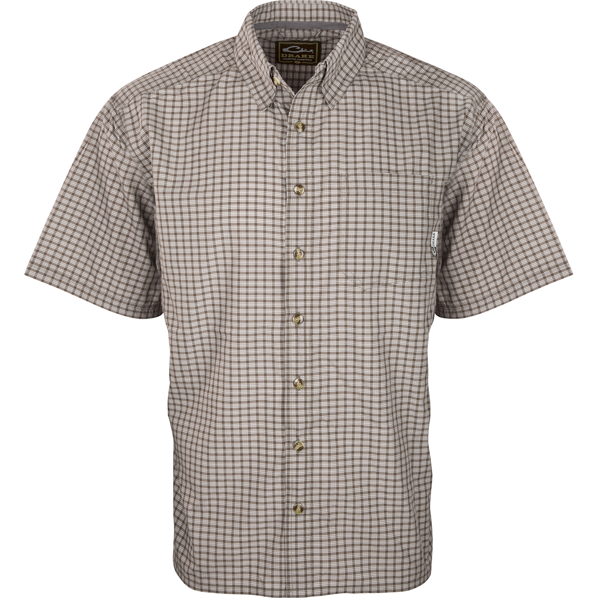 Featherlite Check Shirt S/S: Lightweight plaid shirt with logo detail, hidden button downs, and a left chest pocket. Perfect for hot summer days.